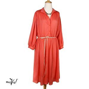 Vintage Peach Pink Pleated Dress Flowy Style Willi of California Sz XL - Hey Viv